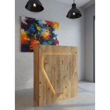 Online Fırsat Mutlu Ol Mutlu Kal Resital Ledli Karşılama Bankosu G-90 cm Ofis Kasa Resepsiyon Masası BANKO-001-6-6