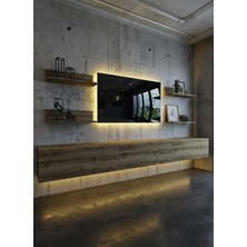 Online Fırsat Mutlu Ol Mutlu Kal Resital Ledli Duvara Monte Tv Sehpası - Ceviz - W6020-2