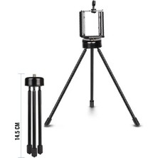 15 cm Metal Tripod Telefon Tutucu, Mini Kamera ve Selfie Çubuğu Stand