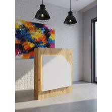 Online Fırsat Mutlu Ol Mutlu Kal Resital Ledli Karşılama Bankosu G-90 cm Ofis Kasa Resepsiyon Masası BANKO-002-6-1