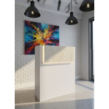 Online Fırsat Mutlu Ol Mutlu Kal Resital Ledli Karşılama Bankosu G-90 cm Ofis Kasa Resepsiyon Masası BANKO-003-1-8