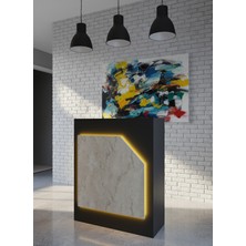 Online Fırsat Mutlu Ol Mutlu Kal Resital Ledli Karşılama Bankosu G-90 cm Ofis Kasa Resepsiyon Masası BANKO-002-4-8