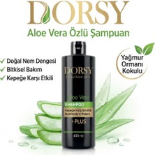 Dorsy + Plus Kepeğe Karşı Etkili ve Nemlendirici Yağmur Ormanı Kokulu Tuzsuz Doğal Aleo Vera Şampuan 400 ml