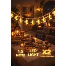 Pairla 1,5 Metre 3 Yıldız 1 Ay Ramazan Temalı LED Işıklı Süsleme Seti Ramazan Süsleri, Ramazan Hediyem Ramazan Süsü