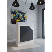 Online Fırsat Mutlu Ol Mutlu Kal Resital Ledli Karşılama Bankosu G-90 cm Ofis Kasa Resepsiyon Masası BANKO-002-1-4