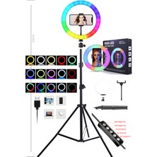 Rgb Renkli Selfie Işığı 33CM, Tiktok, Youtuber, Makyaj, Canlı Yayın, Telefon Tutucu, LED Halka