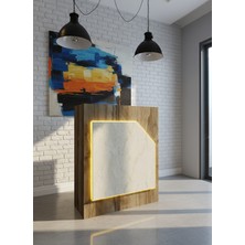 Online Fırsat Mutlu Ol Mutlu Kal Resital Ledli Karşılama Bankosu G-90 cm Ofis Kasa Resepsiyon Masası BANKO-002-2-8