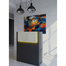 Online Fırsat Mutlu Ol Mutlu Kal Resital Ledli Karşılama Bankosu G-90 cm Ofis Kasa Resepsiyon Masası BANKO-003-4-8