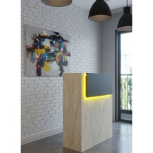 Online Fırsat Mutlu Ol Mutlu Kal Resital Ledli Karşılama Bankosu G-90 cm Ofis Kasa Resepsiyon Masası BANKO-003-8-4