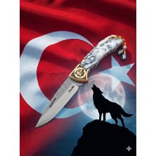 Kamp ve Av Için El Yapımı Çakı – N690 Böhler Çelik, Kilitli Yaylı Mekanizma