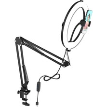 10 Inç Metal Flexible Masaüstü Ring Light, LED Selfie Çalışma Işığı