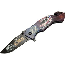 4 23 5 Ilkyardım Kurtarma / Kamp Çakı 20CM - Yarı Otomatik, Kemerlikli, Cam Kırma ve Ip Kesme