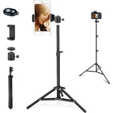 Bluetooth Kumandalı 210 cm Tripod Telefon ve Kamera Tutucu Selfie Çubuğu
