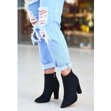 Avensyy Loora Siyah Süet Topuklu Bot