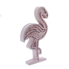 Mutlu Adım Ahşap LED Işıklı Pilli Flamingo Dekor