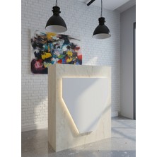 Online Fırsat Mutlu Ol Mutlu Kal Resital Ledli Karşılama Bankosu G-90 cm Ofis Kasa Resepsiyon Masası BANKO-001-8-1