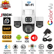 Jtech X-114 3mp+3mp+3mp+3mp 12MP Wi-Fi 4 Kameralı 3 Ptz Akıllı Kamera