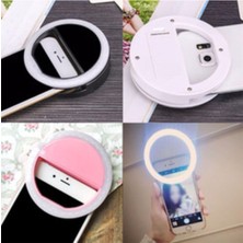 Youtuber Selfie LED Işıklı Telefon Tutucu ve Makyaj Ring Light USB Pembe Kullanım Kolaylığı ile