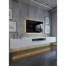 Online Fırsat Mutlu Ol Mutlu Kal Resital Ledli Duvara Monte Tv Sehpası - Beyaz - W6016-1