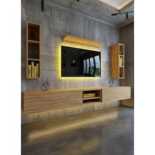 Online Fırsat Mutlu Ol Mutlu Kal Resital Ledli Duvara Monte Tv Sehpası - Çam - W6001-6