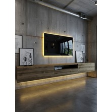 Online Fırsat Mutlu Ol Mutlu Kal Resital Ledli Duvara Monte Tv Sehpası - Ceviz - W6016-2