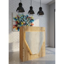 Online Fırsat Mutlu Ol Mutlu Kal Resital Ledli Karşılama Bankosu G-90 cm Ofis Kasa Resepsiyon Masası BANKO-001-6-8