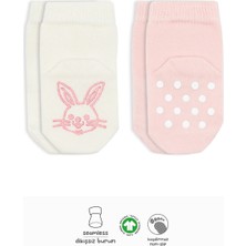 Bistyle Hayvan Figürlü Kaymaz Soket Çorap 2'li BS10104 Pembe Ekru