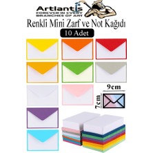 Artlantis Renkli Mini Zarf 7x9 cm Not Kağıtlı 10 Adet Küçük Renkli Zarf Mektup Oyun Zarfı Doğum Günü Dilekleri Zarfı Canlı Renkler
