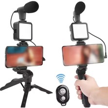 iPhone 14 Pro Max Tripod Video Kiti, Mikrofon, Fotoğraf ve Selfie LED Set