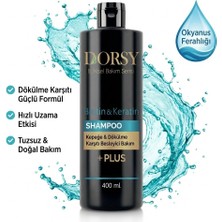 Dorsy +Plus Dökülme-Kepek Karşıtı Besleyici Okyanus Kokulu Tuzsuz Doğal Biaotin-Keratin Şampuan 400 ml