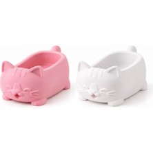 ND Shopping 2’li Kedi Figürlü Sabunluk Seti – Su Tahliyeli Drenajlı Minimal Banyo Sabunluğu