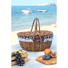 Avantage Home Liliane - Söğüt Hasırı Kapaklı Kulplu Iç Korumalı Naturel Piknik Sepeti