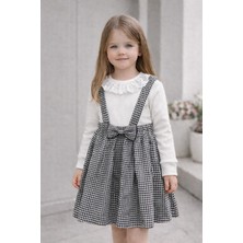 Lav Mer Kids Kız Çocuk Uzun Kollu Bluz ve Selopet Etekli Ikili Takım – Kazayağı Desenli, Şık Günlük Kombin