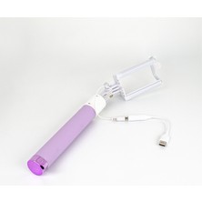 Type-C To 3.5mm Jack Dönüştürücü ve Lila Selfie Çubuğu, 270° Dönebilir