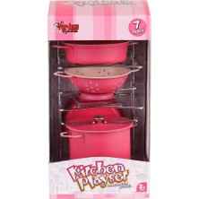 Popüler Sepet Raflı Pembe Tencere Tava Seti 7 Parça Nessiworld - ATF-683G-6