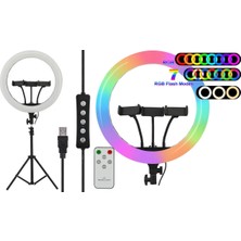 Uzaktan Kumandalı 14INÇ Rgb Ring Light + 210CM Tripod, Youtuber ve Tiktok Işığı