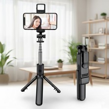 Uzatılabilir Bluetooth Selfie Stick, Işıklı Tripod, Ios ve Android Uyumlu