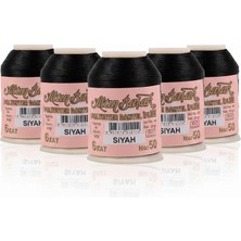 5 Adet  Altınbaşak Oya ve Dantel Ipi 20 gr - No: Siyah