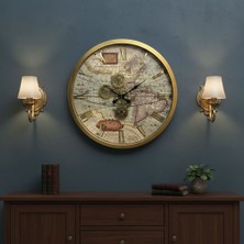 Mars Concept Büyük Duvar Saati 80 cm Metal | Hareketli Çark Mekanizmalı Dekoratif Saat