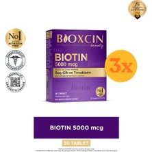 Bioxcin Biotin 5000 Mcg 30 Tablet - 3 Adet (90 Tablet) - Dezenfektan Hediyeli (%72 Alkol)
