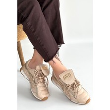 Fresco Scarfs Dissa Bej Cilt Bağcıklı Paraşüt Detaylı Spor Ayakkabı