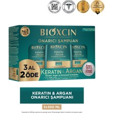 Bioxcin Keratin & Argan 3X300 ml Onarıcı Şampuan - Dezenfektan Hediyeli (%72 Alkol)