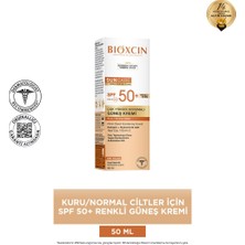 Bioxcin Sun Care Kuru Ciltler Için 50 ml 50 Faktör Renkli Güneş Kremi - Dezenfektan Hediyeli (%72 Alkol)