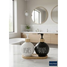 Kemy Home Yuvarlak Siyah & Beyaz Cam 2’li Sabunluk Seti – Minimal Dishes & Hand Tasarımı