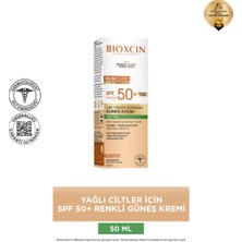 Bioxcin Sun Care Yağlı Ciltler Için 50 ml 50 Faktör Renkli Güneş Kremi - Dezenfektan Hediyeli (%72 Alkol)