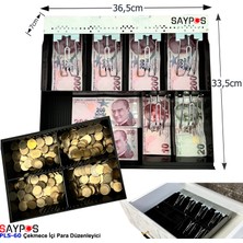 Saypos Gizli Evrak Hazneli 6 Kağıt Para 4 Bozuk Para Gözlü Çekmece Içi Para Düzenleyici 36,5X33,5X7CM