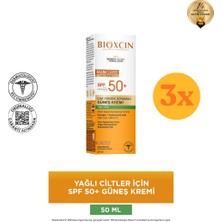 Bioxcin Sun Care Yağlı Ciltler Için 50 ml 50 Faktör Güneş Kremi - 3 Adet (150 Ml) - Dezenfektan Hediyeli (%72 Alkol)