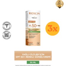 Bioxcin Sun Care Yağlı Ciltler Için 50 ml 50 Faktör Renkli Güneş Kremi - 3 Adet (150 Ml) - Dezenfektan Hediyeli (%72 Alkol)