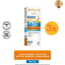 Bioxcin Sun Care 100 ml 50 Faktör Bebek Güneş Kremi - 3 Adet (300 Ml) - Dezenfektan Hediyeli (%72 Alkol)