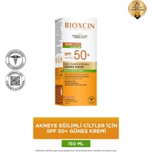 Bioxcin Acnium Akneye Eğilimli Ciltler Için 150 ml 50 Faktör Güneş Kremi - Dezenfektan Hediyeli (%72 Alkol)